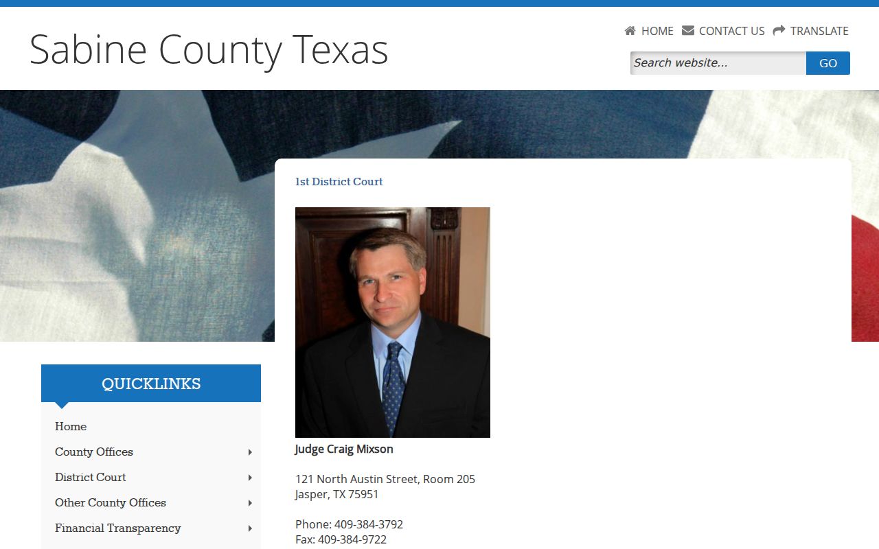 Official Sabine County page for the 1st Judicial District Court