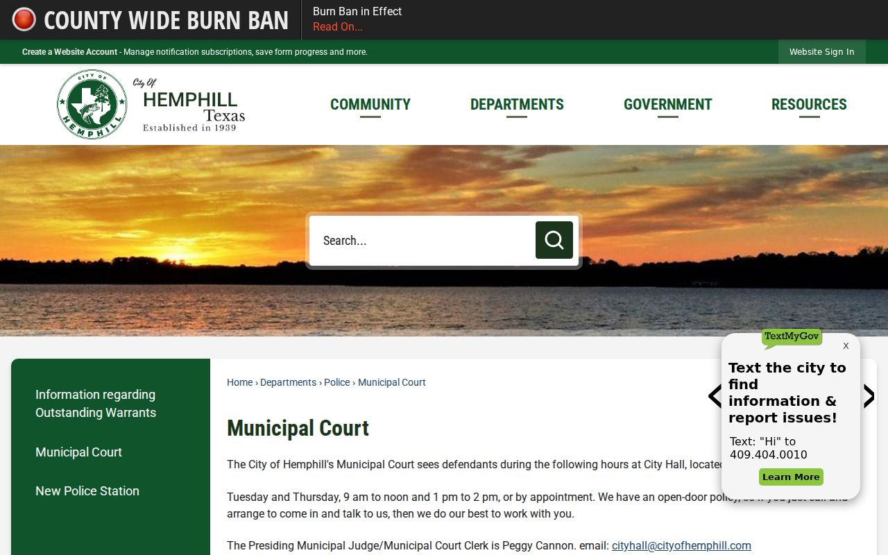Hemphill court docket payment and appearance instructions